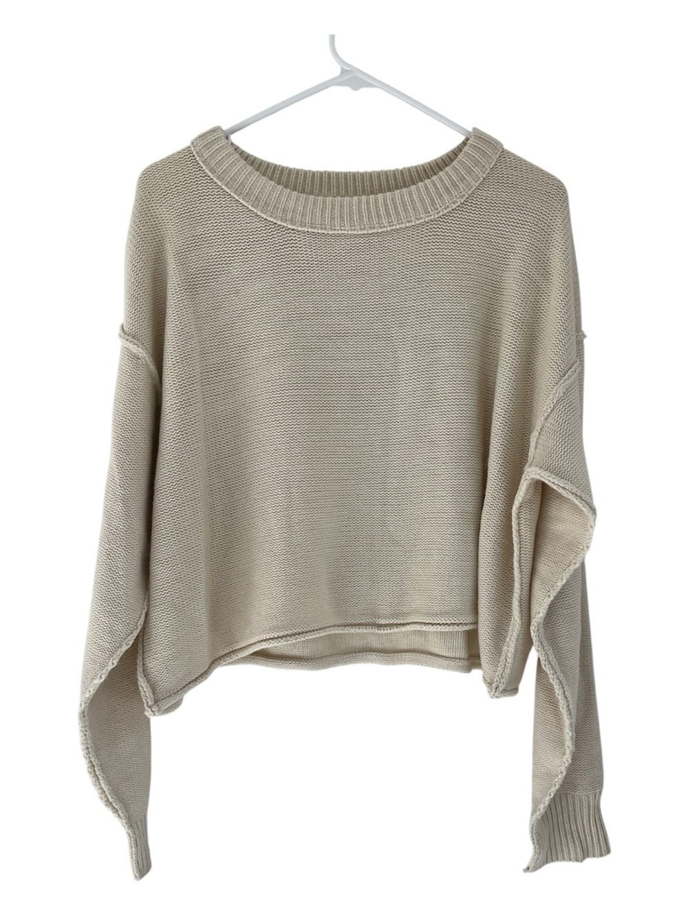 Double Zero Cream Cropped Knit Sweater L